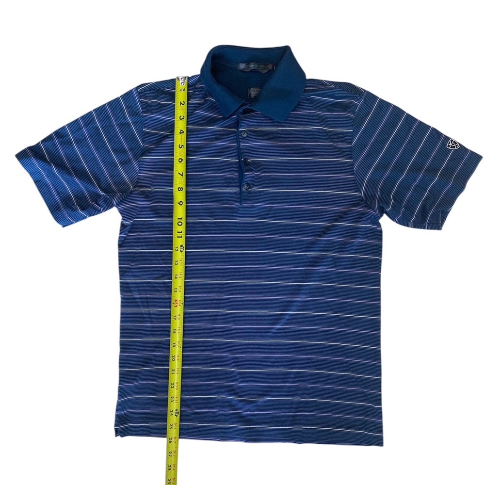 Nike Tiger Woods Collection Dri-Fit Men's Blue Purple White Stripe Polo Size S